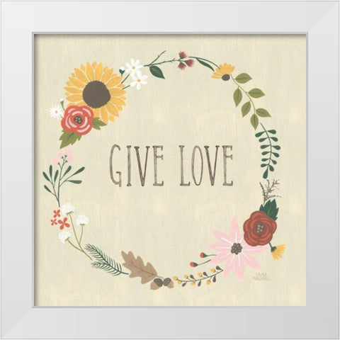 Autumn Garden Give Love White Modern Wood Framed Art Print by Marshall, Laura