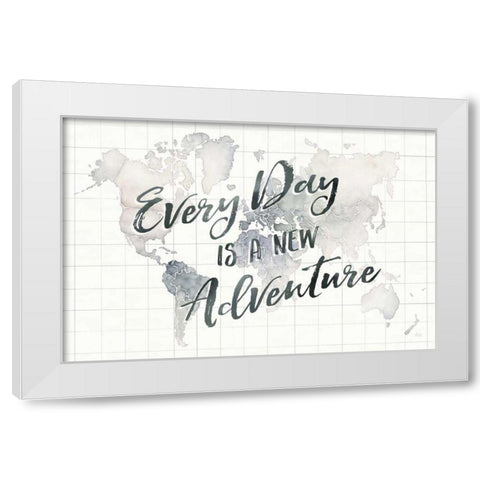 Watercolor Wanderlust World Adventure White Modern Wood Framed Art Print by Marshall, Laura