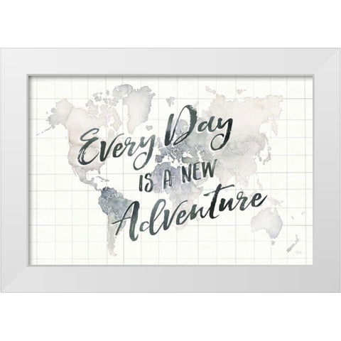 Watercolor Wanderlust World Adventure White Modern Wood Framed Art Print by Marshall, Laura