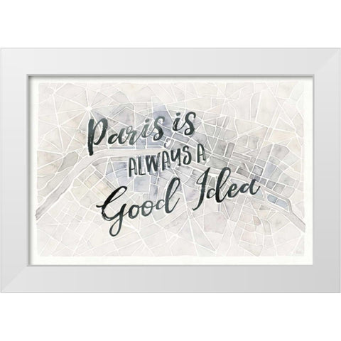 Watercolor Wanderlust Paris Adventure White Modern Wood Framed Art Print by Marshall, Laura