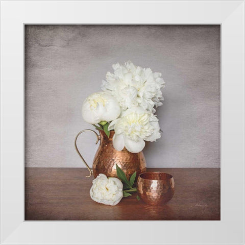 Vintage Peony Dreams I White Modern Wood Framed Art Print by Bradley, Felicity