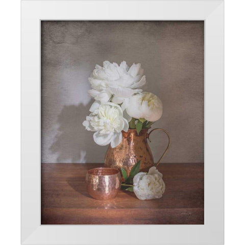 Vintage Peony Dreams Shadows White Modern Wood Framed Art Print by Bradley, Felicity