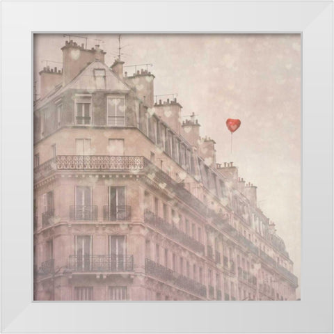 Heart Paris White Modern Wood Framed Art Print by Bevan, Keri