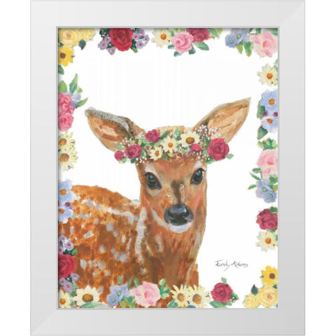 Flower Friends III White Modern Wood Framed Art Print by Adams, Emily