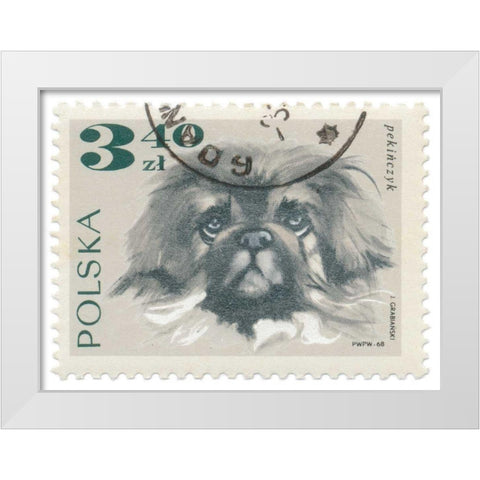 Poland Stamp III on White White Modern Wood Framed Art Print by Wild Apple Portfolio