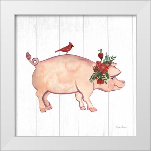Holiday Farm Animals I White Modern Wood Framed Art Print by Zaman, Farida