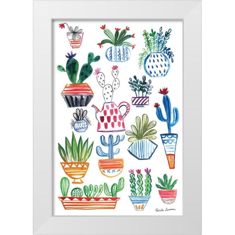 Funky Cacti I White Modern Wood Framed Art Print by Zaman, Farida
