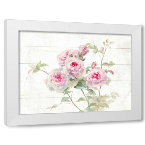 Sweet Roses on Wood White Modern Wood Framed Art Print by Nai, Danhui