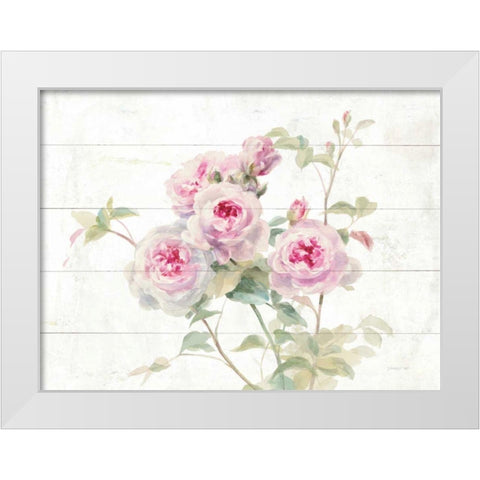 Sweet Roses on Wood White Modern Wood Framed Art Print by Nai, Danhui