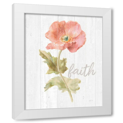 Garden Poppy on Wood Faith White Modern Wood Framed Art Print by Nai, Danhui