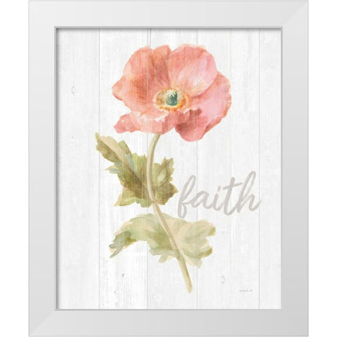 Garden Poppy on Wood Faith White Modern Wood Framed Art Print by Nai, Danhui