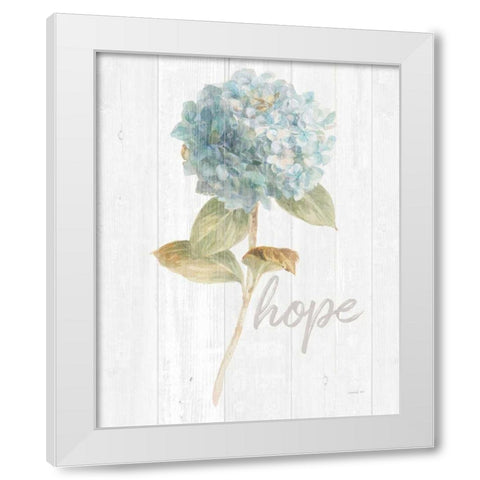 Garden Hydrangea on Wood Hope White Modern Wood Framed Art Print by Nai, Danhui