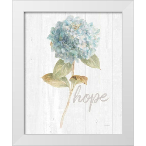 Garden Hydrangea on Wood Hope White Modern Wood Framed Art Print by Nai, Danhui