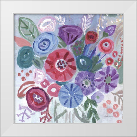 Floral Jewels I White Modern Wood Framed Art Print by Zaman, Farida