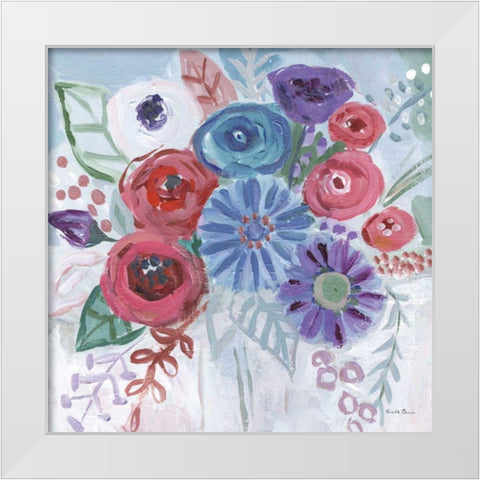 Floral Jewels II White Modern Wood Framed Art Print by Zaman, Farida