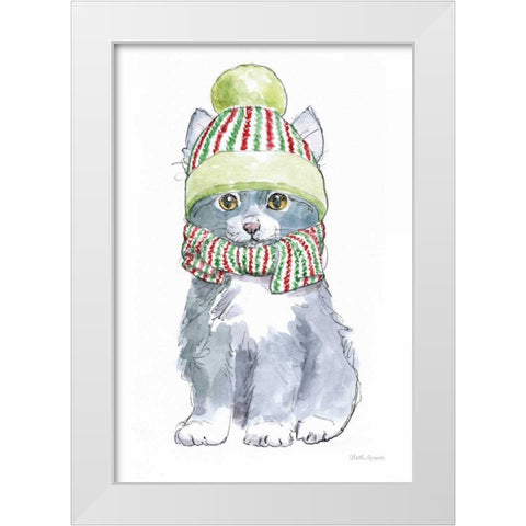 Christmas Kitties II White Modern Wood Framed Art Print by Grove, Beth