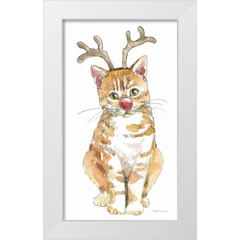Christmas Kitties III White Modern Wood Framed Art Print by Grove, Beth