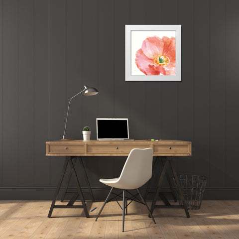 Garden Poppy Flipped on White Crop White Modern Wood Framed Art Print by Nai, Danhui