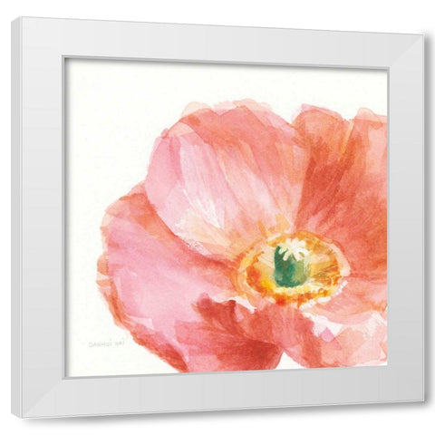 Garden Poppy Flipped on White Crop White Modern Wood Framed Art Print by Nai, Danhui