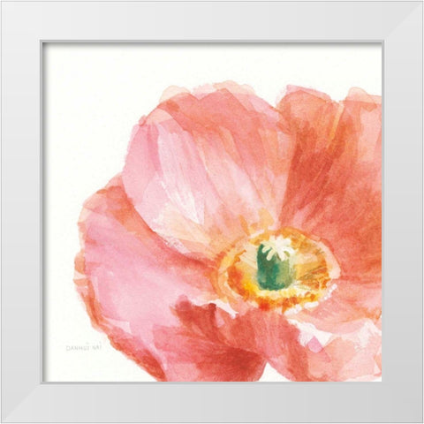 Garden Poppy Flipped on White Crop White Modern Wood Framed Art Print by Nai, Danhui