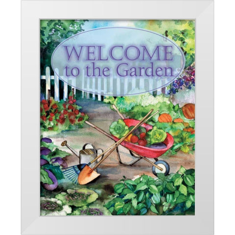 Welcome Garden White Modern Wood Framed Art Print by McKenna, Kathleen Parr
