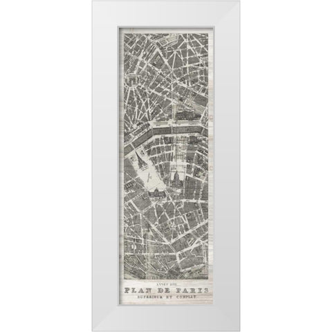 Plan de Paris Panel in Wood White Modern Wood Framed Art Print by Wild Apple Portfolio