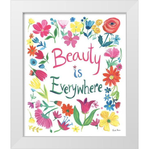 Floral Quote III White Modern Wood Framed Art Print by Zaman, Farida