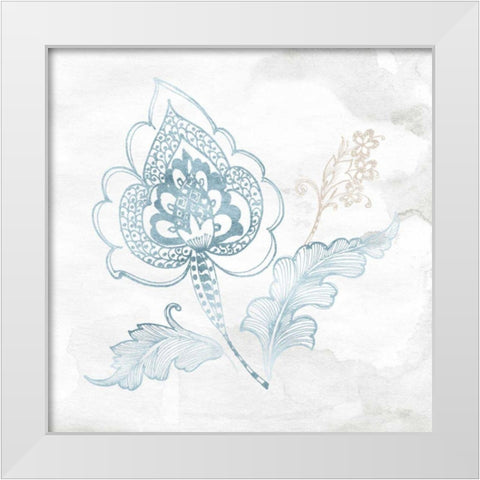 Eastern Boho II Teal White Modern Wood Framed Art Print by Wild Apple Portfolio