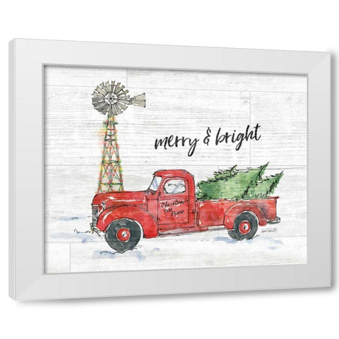 Country Christmas IV Merry and Bright Shiplap Crop White Modern Wood Framed Art Print by Tavoletti, Anne
