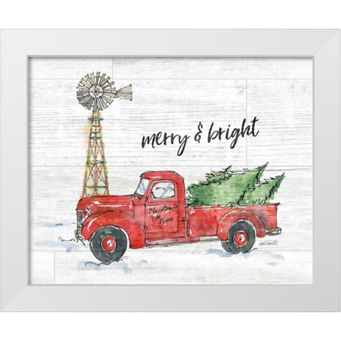Country Christmas IV Merry and Bright Shiplap Crop White Modern Wood Framed Art Print by Tavoletti, Anne