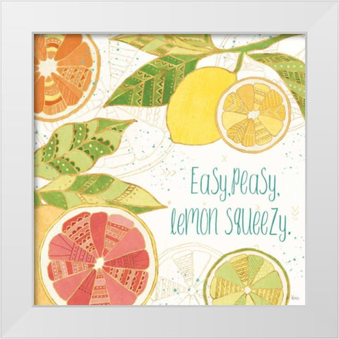 Citrus Splash III White Modern Wood Framed Art Print by Charron, Veronique