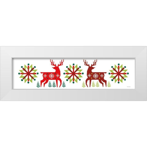 Geometric Holiday Reindeer III White Modern Wood Framed Art Print by Mullan, Michael