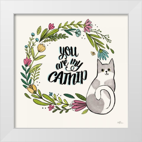 Purrfect Garden VI White Modern Wood Framed Art Print by Penner, Janelle