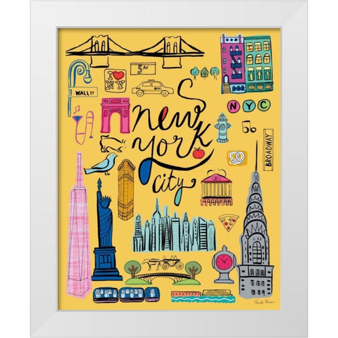 Travel NYC White Modern Wood Framed Art Print by Zaman, Farida