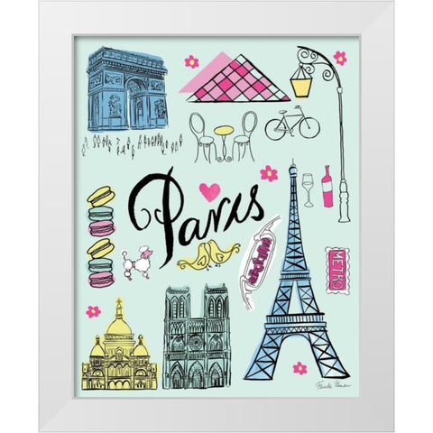 Travel Paris White Modern Wood Framed Art Print by Zaman, Farida