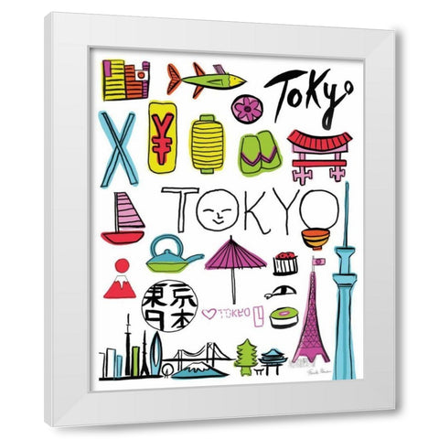 Travel Tokyo White Modern Wood Framed Art Print by Zaman, Farida