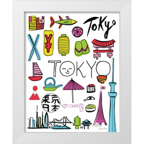 Travel Tokyo White Modern Wood Framed Art Print by Zaman, Farida