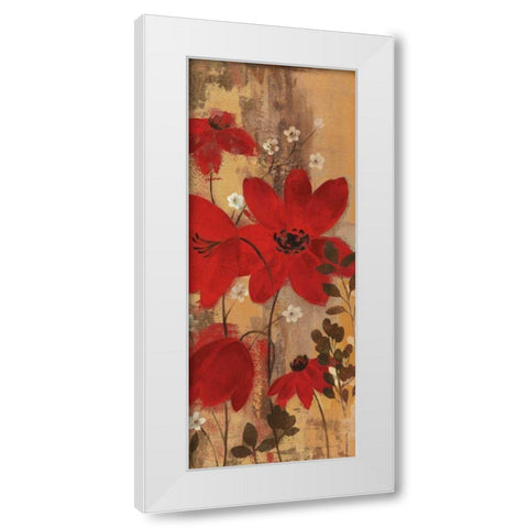 Floral Symphony Red II White Modern Wood Framed Art Print by Vassileva, Silvia