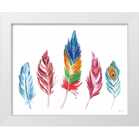 Rainbow Feathers IV White Modern Wood Framed Art Print by Zaman, Farida