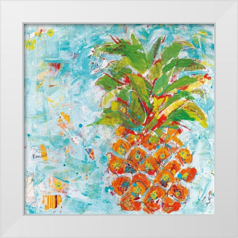 Pineapple Bright White Modern Wood Framed Art Print by Day, Kellie