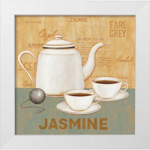 Jasmine Tea Teal White Modern Wood Framed Art Print by Brown, David Carter