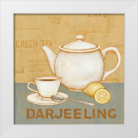 Darjeeling Tea Teal White Modern Wood Framed Art Print by Brown, David Carter