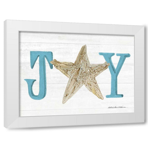 Coastal Holiday Ornament X Joy White Modern Wood Framed Art Print by McKenna, Kathleen Parr