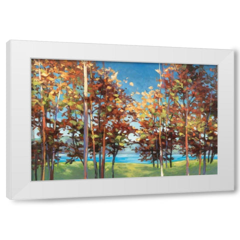 Kaleidoscope Bright Blue White Modern Wood Framed Art Print by Purinton, Julia