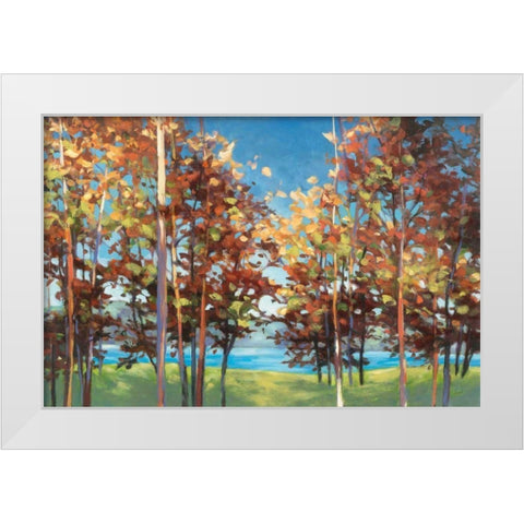 Kaleidoscope Bright Blue White Modern Wood Framed Art Print by Purinton, Julia