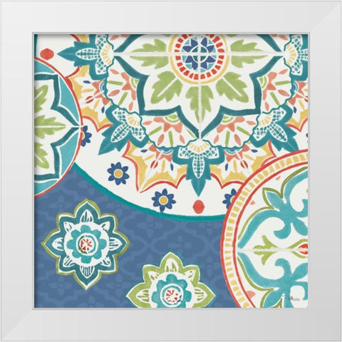 Colorful Journey II Blue White Modern Wood Framed Art Print by Pela Studio