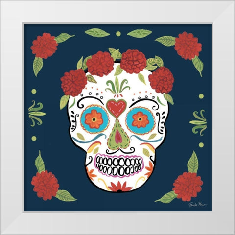 Day of the Dead III White Modern Wood Framed Art Print by Zaman, Farida