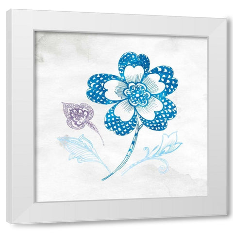 Eastern Boho IV Peacock Blue White Modern Wood Framed Art Print by Wild Apple Portfolio