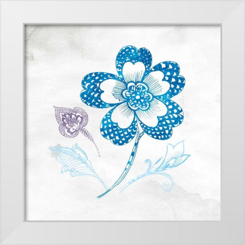 Eastern Boho IV Peacock Blue White Modern Wood Framed Art Print by Wild Apple Portfolio