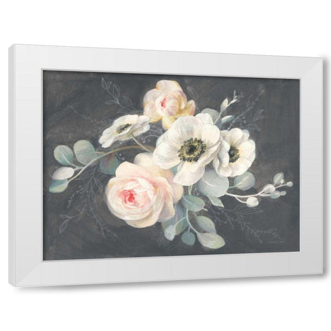 Roses and Anemones White Modern Wood Framed Art Print by Nai, Danhui